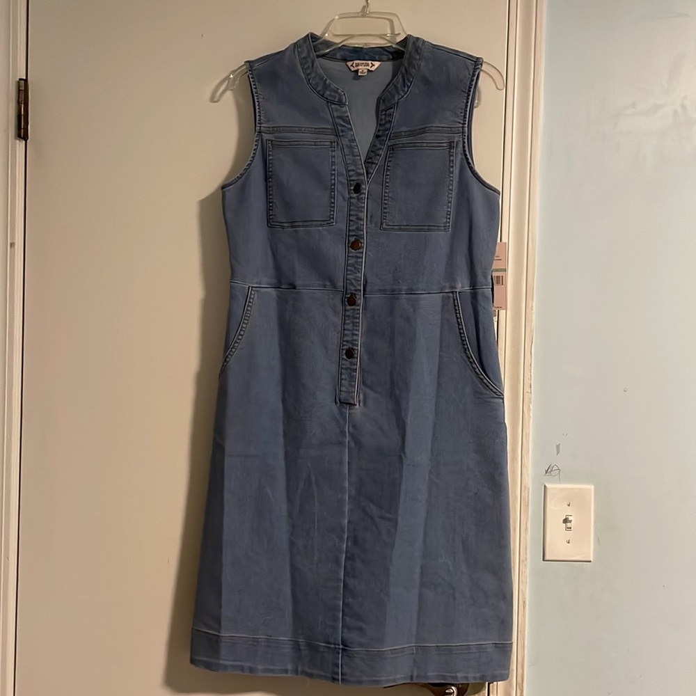 Nanette Lepore 8 Light Blue Denim Sleeveless Button Down Dress
